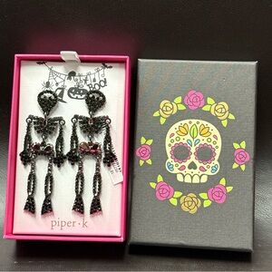 Piper K Black Skeleton Earrings